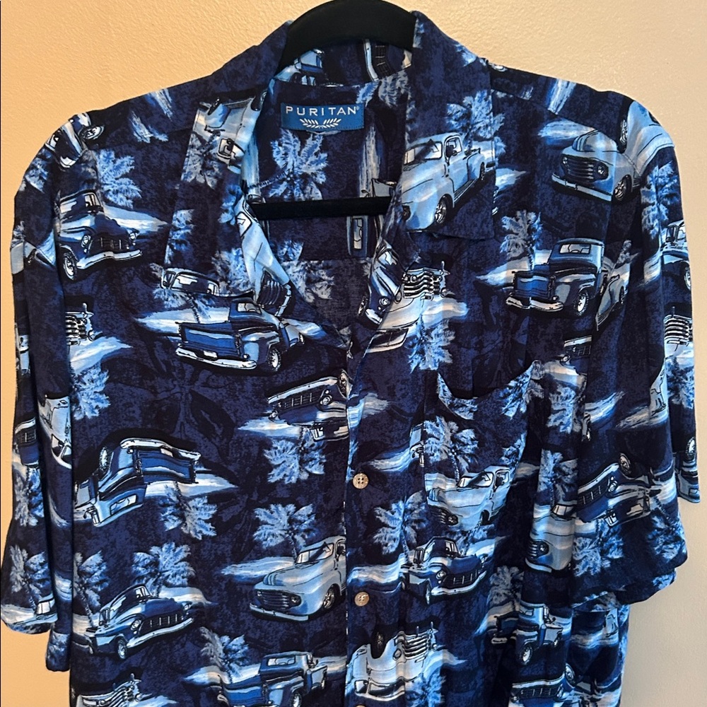 Puritan Blue and White Tropical Shirt
